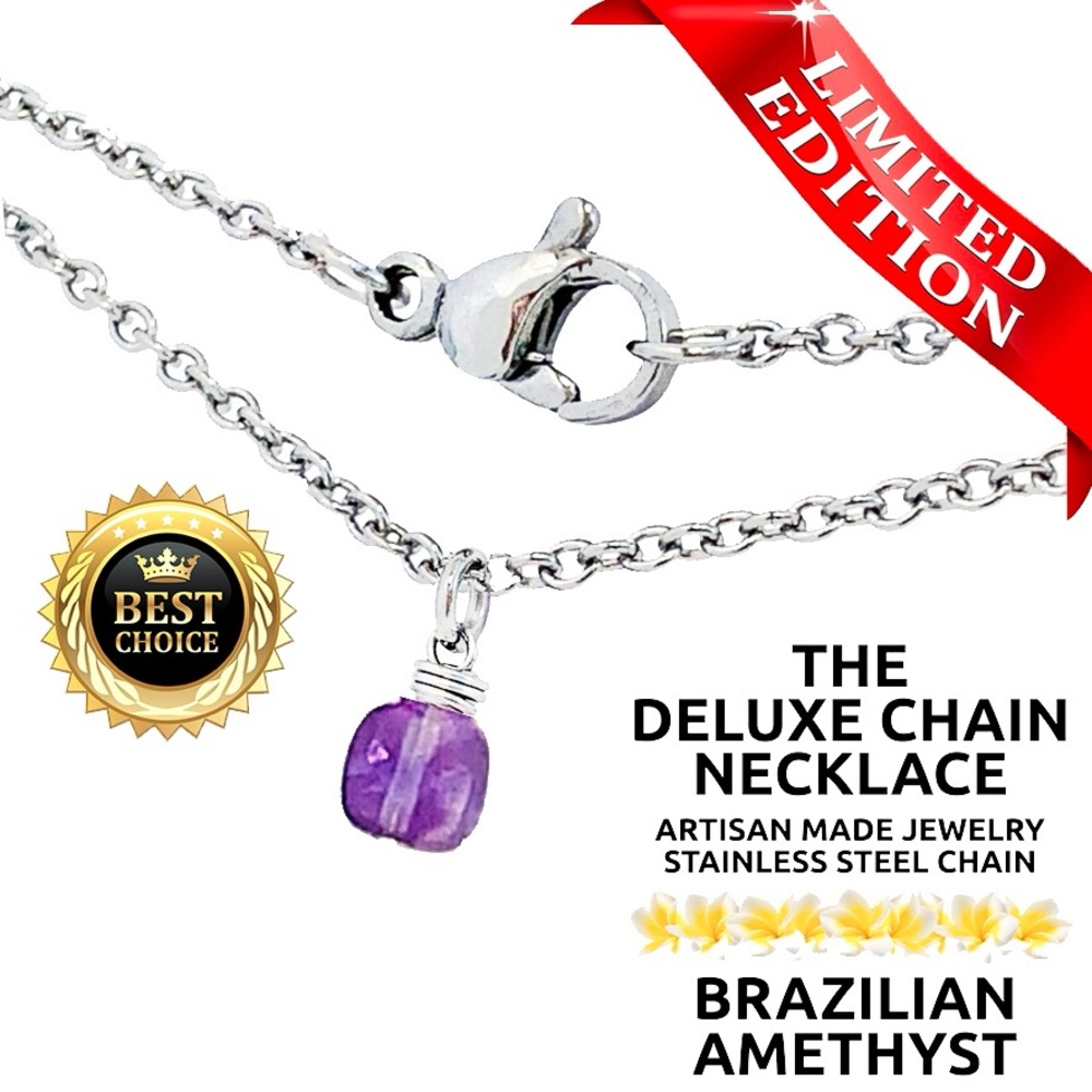 ISLAND SUNSET ARTISAN Deluxe Necklace Necklace StainlessSteel BRAZILIAN AMETHYST